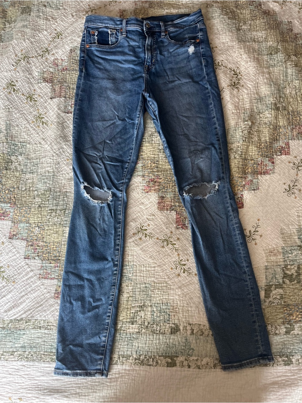 Gap Women's Distressed Blue Skinny Jeans 12 Tall